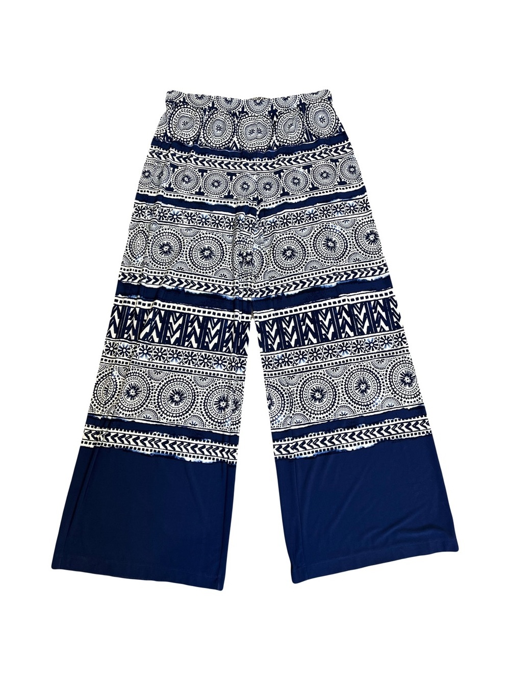 Chico’s | Blue Medallion Boho Pull On Palazzo Pants, Medium
